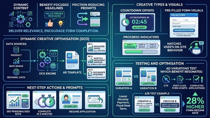 What creative strategies do loan providers use in mid-funnel display ads