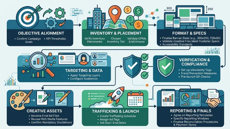 What final checklist ensures a campaign-ready banner package?