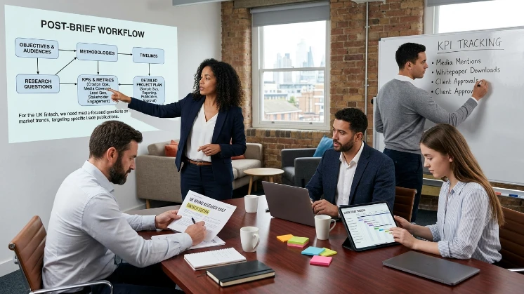 What happens after a UK brand submits a research brief