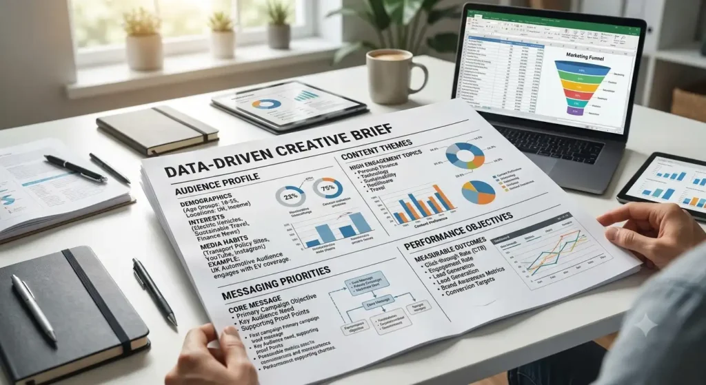 What information should be included in a data-driven creative brief?