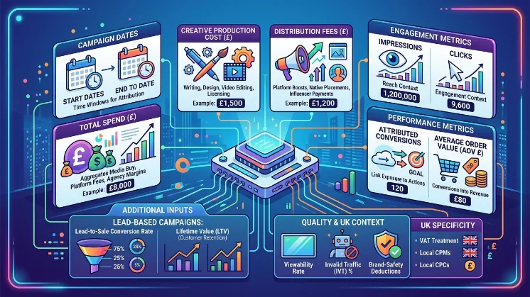 What inputs does the calculator require for UK-sponsored campaigns