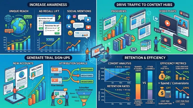 What measurable benefits do entertainment platforms see from banner ad campaigns
