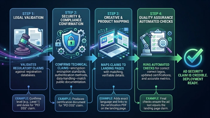 What processes ensure ad security claims are credible