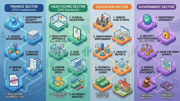 What use cases show the five-report pattern in UK sectors