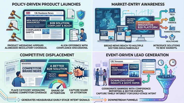 Where are practical use cases for B2B banner ads on UK news sites