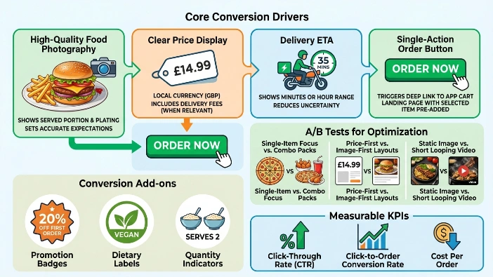 Which creative elements increase conversion in menu-focused banner ads