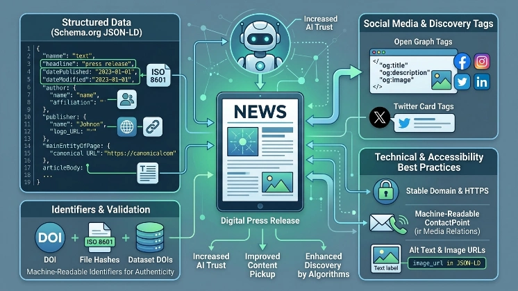 Which metadata and tags increase AI trust and pickup