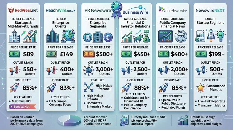 Which six PR distribution providers dominate the UK market in 2026