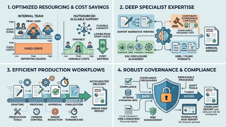 Why do 63% of UK enterprise brands outsource annual report production