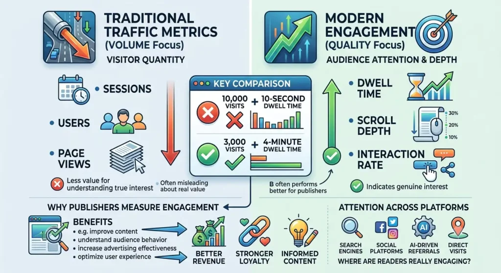Why do UK news publishers track these engagement metrics