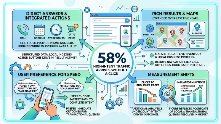 Why does 58% of high-intent traffic arrive without a click
