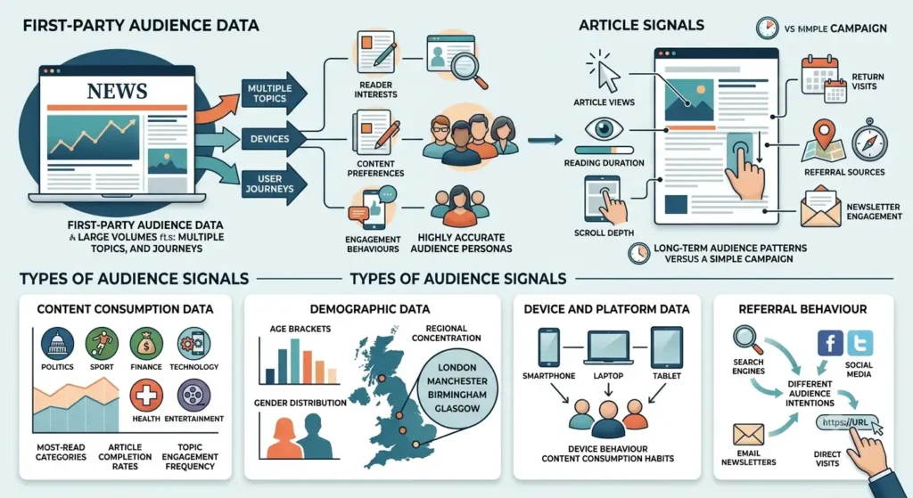 Why is news site data valuable for audience persona development