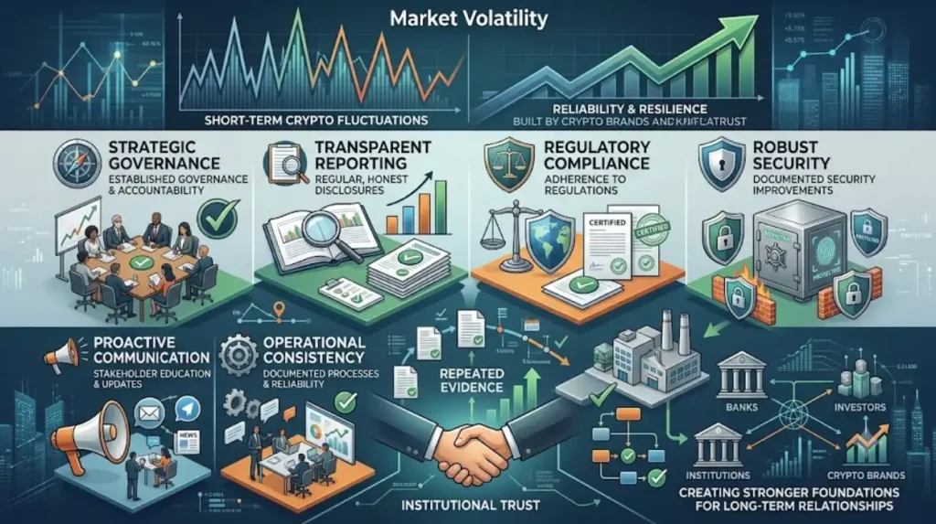 How can emerging crypto brands maintain trust during market volatility?