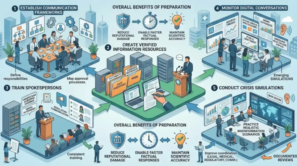 How can healthcare organisations prepare before misinformation occurs?