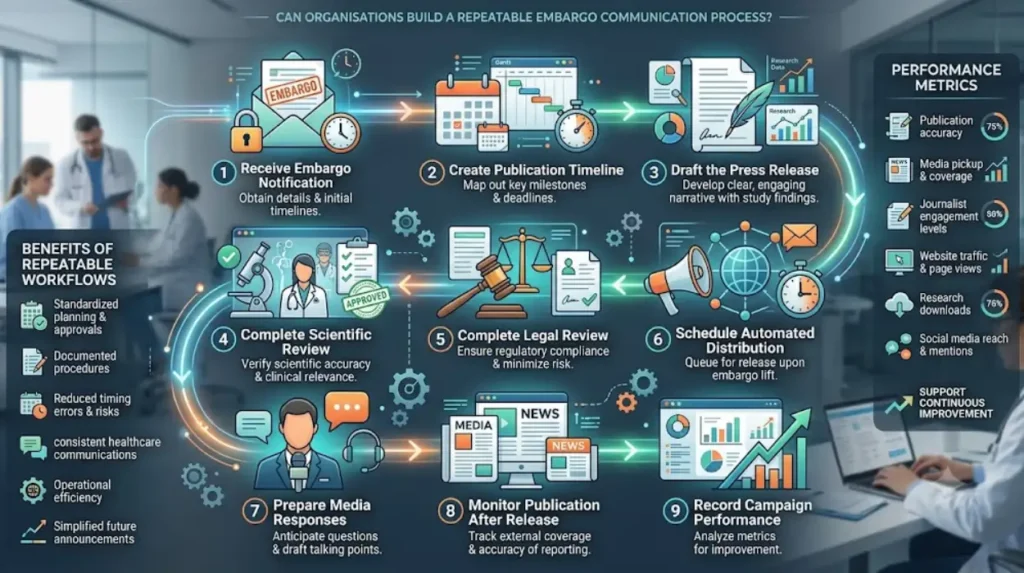 How can organisations build a repeatable embargo communication process?