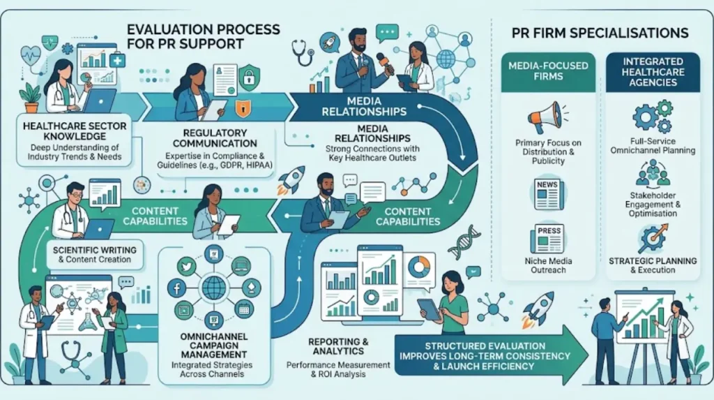 How can organisations choose the right PR support for healthcare software launches?