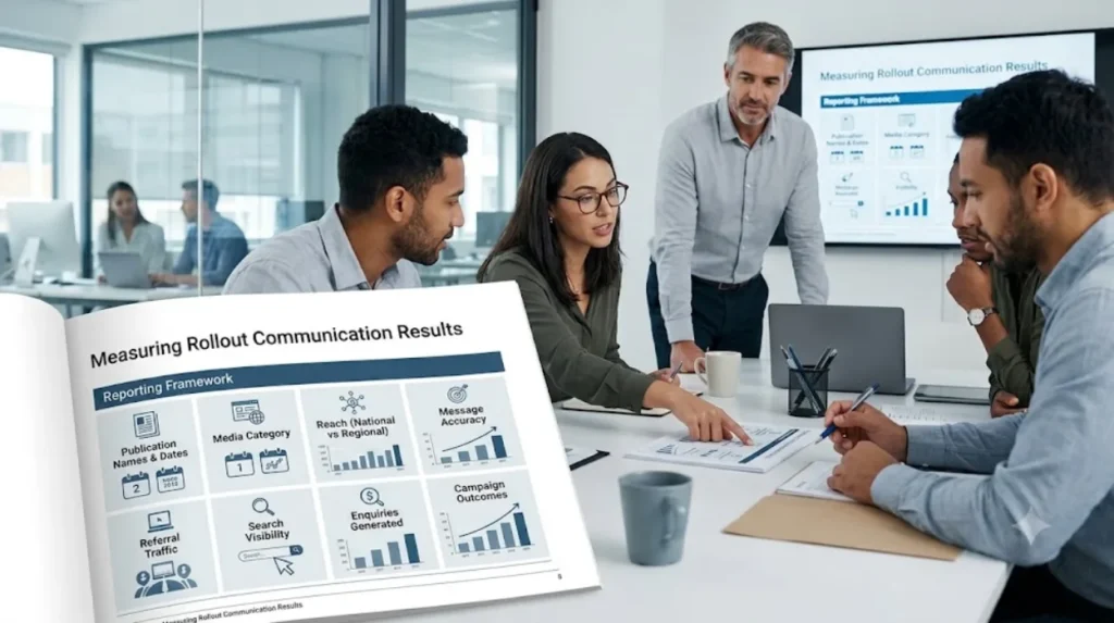 How can organisations measure rollout communication results?