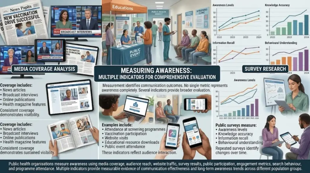 How can public health organisations measure awareness over time?