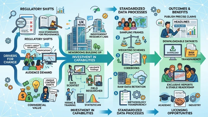 How did UK media shift to prioritise original data by 2026