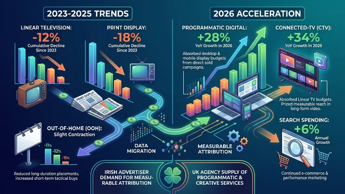 How did spend patterns change in Ireland in 2026 compared with 2023–2025
