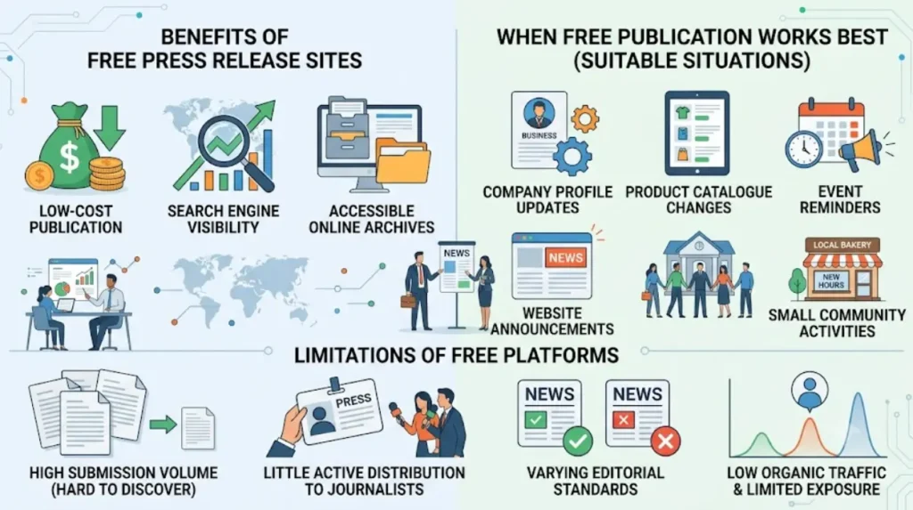 Free Press Release Sites vs Paid UK Distribution: The Real Trade-Off 1 How do free press release sites benefit organisations?