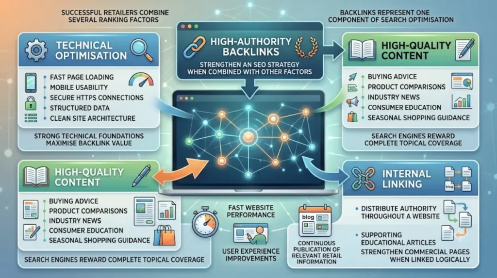 How do high-authority backlinks fit into a complete SEO strategy?
