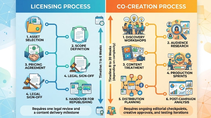 How do licensing and co-creation compare in process