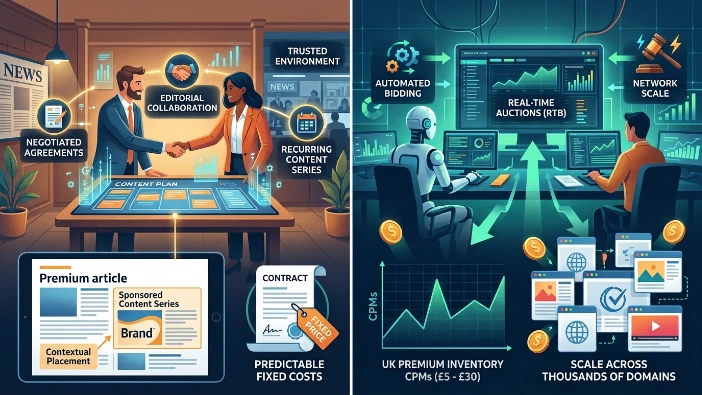 How do news media partnerships differ from programmatic buys