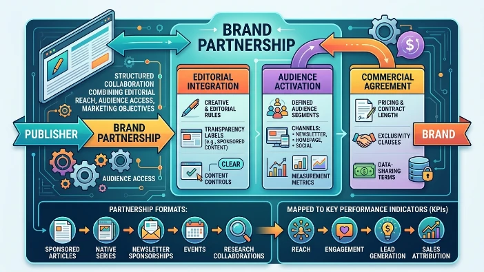 How do publishers define a brand partnership