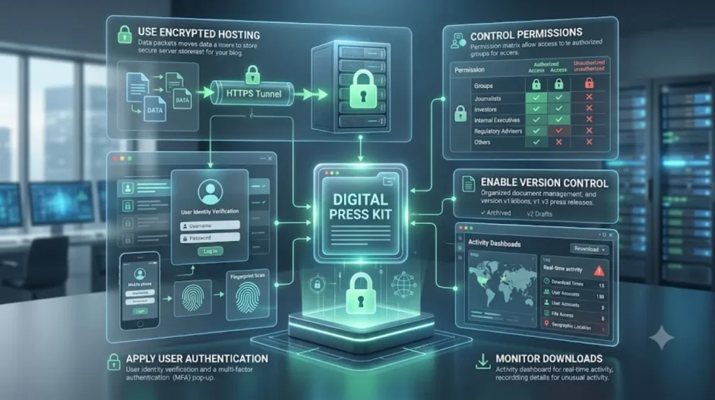 How do you secure a digital press kit?
