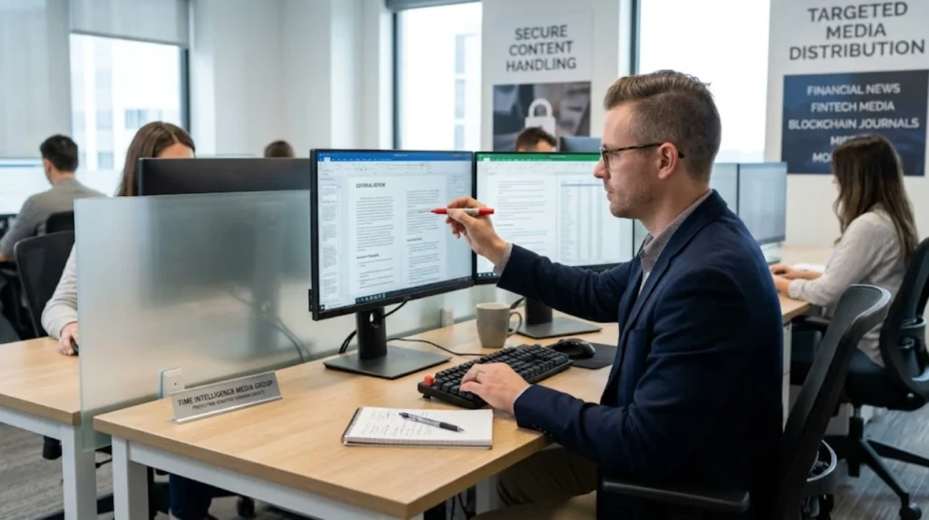 How does Time Intelligence Media Group protect sensitive announcements?