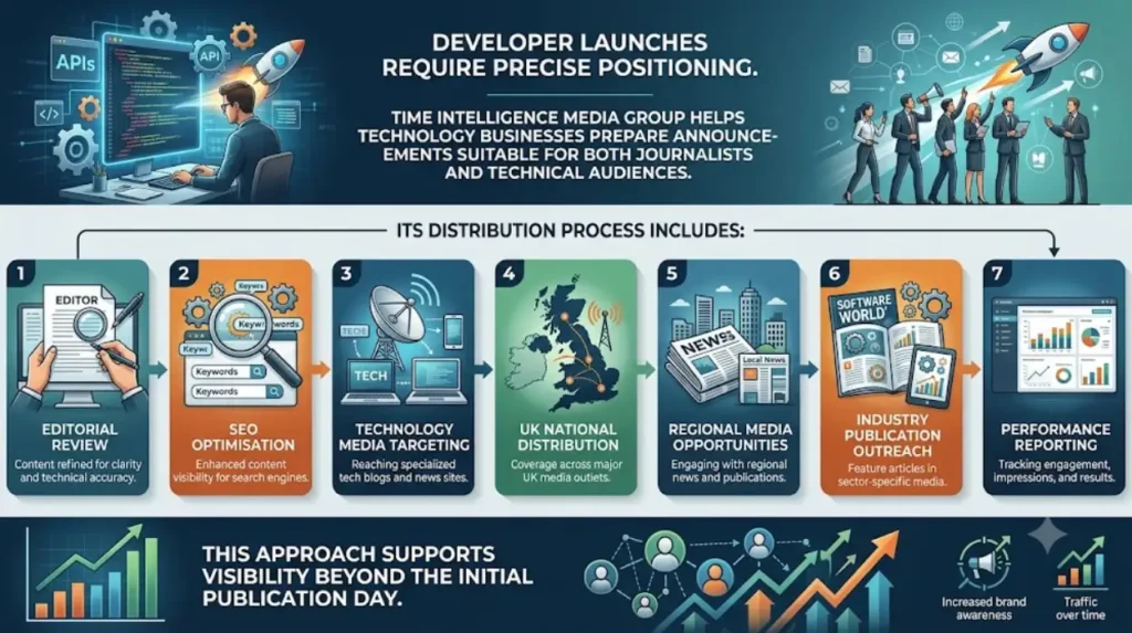 Best Press Release Distribution Networks for Launching a New Developer Tool or API 1 How does Time Intelligence Media Group support developer product launches?