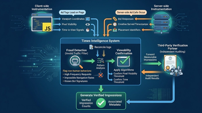 How does Times Intelligence measure and verify impressions
