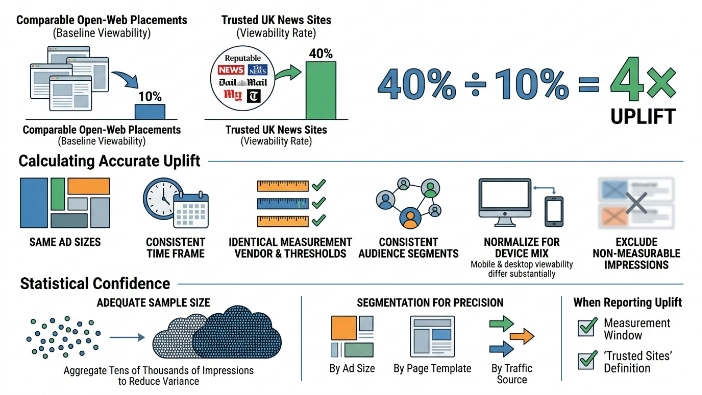 How does a 4× viewability uplift get calculated