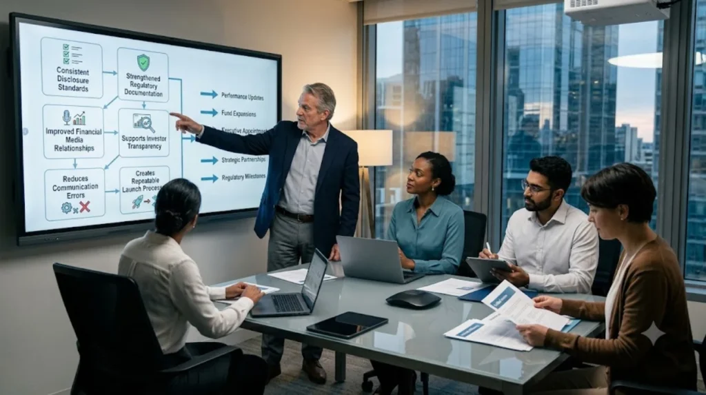 How does a compliance-focused financial wire improve long-term communication?
