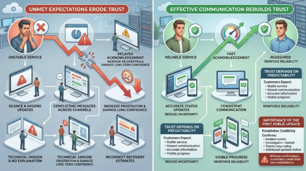 How does a product outage influence customer trust?
