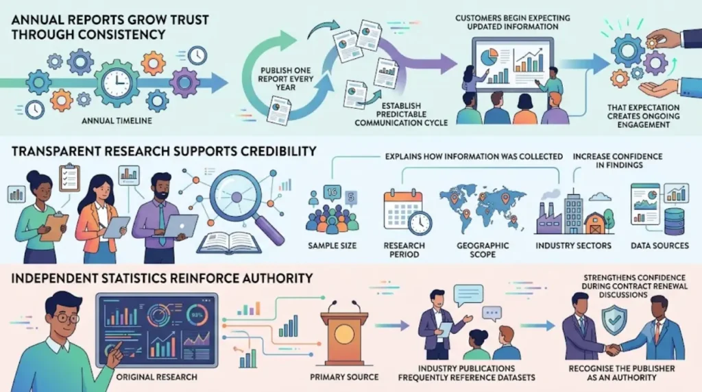 How does an annual report strengthen customer trust?