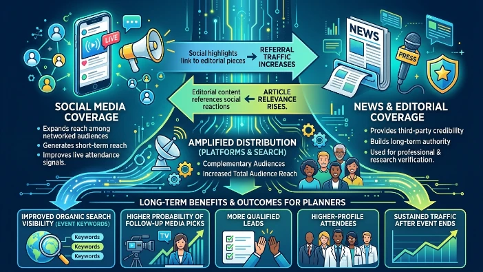 How does combining social and news coverage improve event outcomes