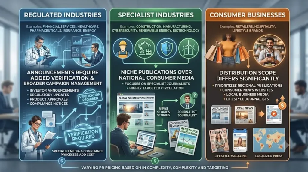 How does industry type affect PR distribution pricing?