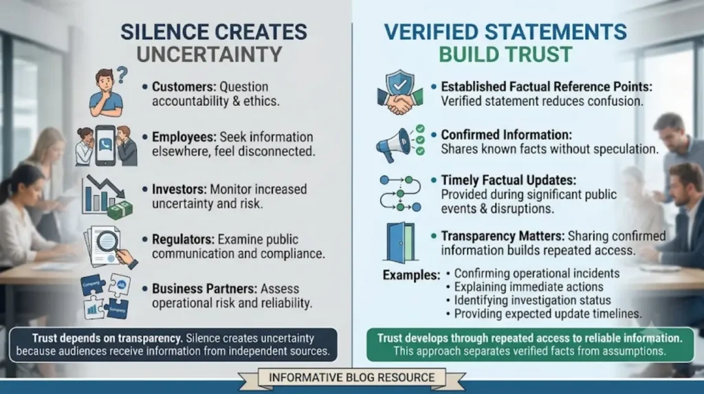 How does "no comment" affect public trust?