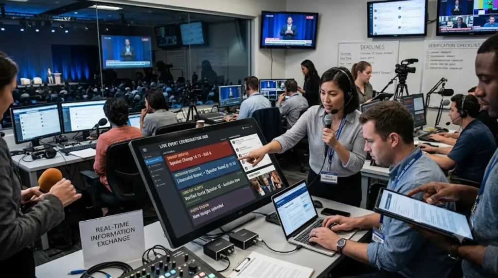How does real-time media coordination improve event coverage?