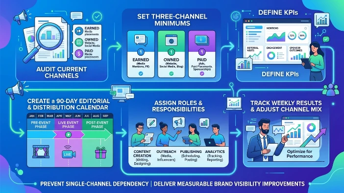 How should organisers begin implementing multi-channel coverage