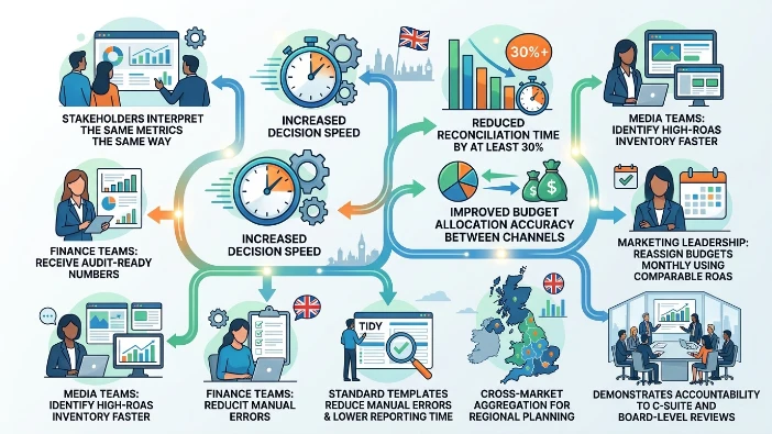 What benefits do UK brands get from standardised ROI reporting