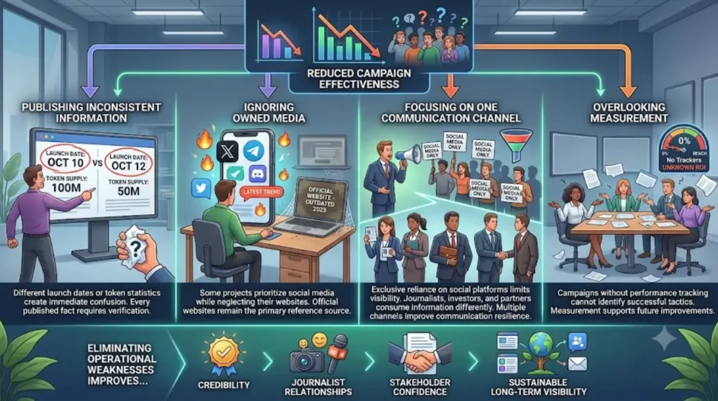 Designing an Omnichannel PR Strategy for Underfunded Blockchain and Token Launches 2 What common mistakes reduce the effectiveness of blockchain PR campaigns?