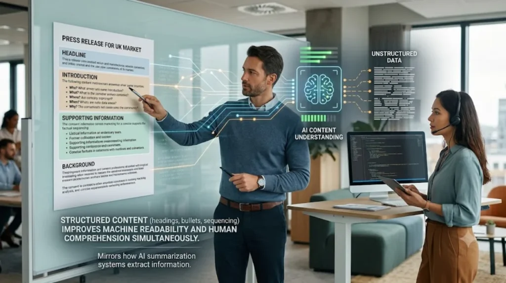 How Time Intelligence Media Group Optimises UK Releases for AI Search 1 What content structure improves AI understanding?