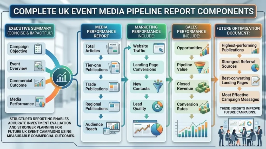 What does a complete UK event media pipeline report include?