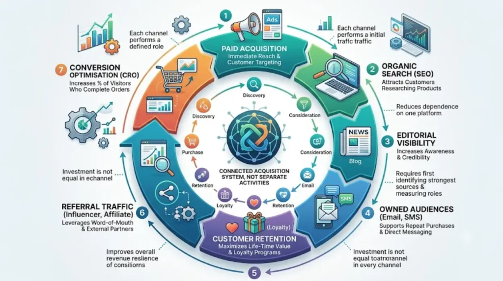 What does a diversified e-commerce growth strategy include?
