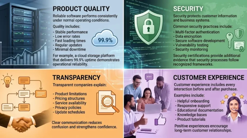 What factors influence trust in software companies?