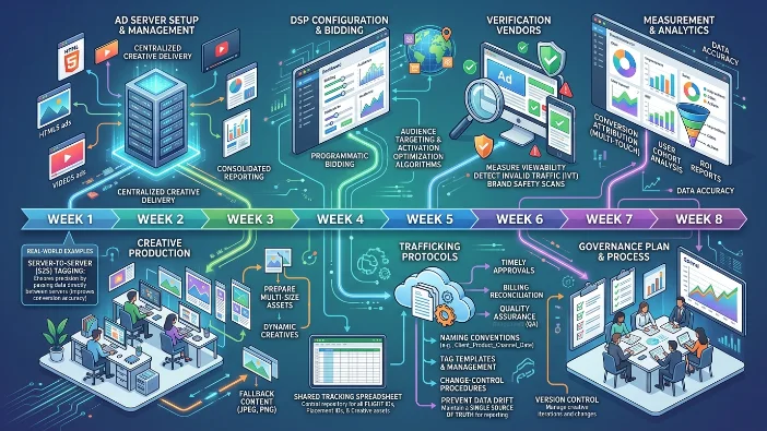 What operational components support campaign success throughout weeks 1–8