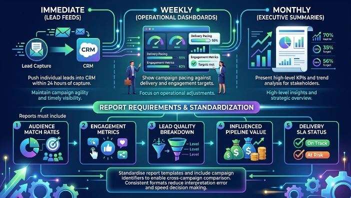 What reporting cadence and formats work best for media partnerships